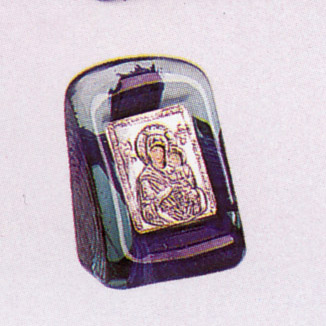 Theotokos Icon on Blown Glass Silver 925 5x6cm